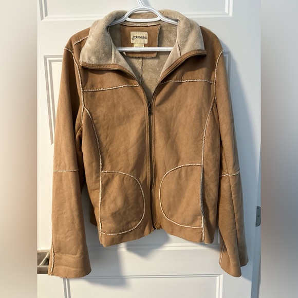 St. John's Bay faux suede sherpa jacket size medium - Picture 1 of 2